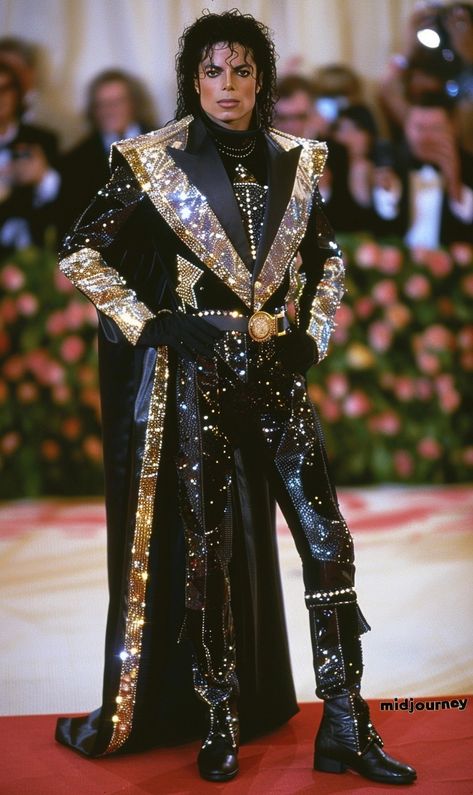 Prince Iconic Outfits, Ancient Royalty Clothing, Drag King Outfits, Suit With Gold Accents, Michael Jackson Outfits, Mode Pop, Gala Outfit, Drag King, King Fashion