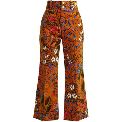 Floral-print wide-leg corduroy cropped trousers Gucci... (€1.020) ❤ liked on Polyvore featuring pants, capris, gucci, cordoroy pants, brown crop pants, floral pants, brown pants and gucci pants Naira Dress, Gucci Trousers, Cordoroy Pants, Ankara Pants, Ankara Trousers, Gucci Pants, High Waisted Flare Pants, Gucci Floral, Cropped Flare Pants