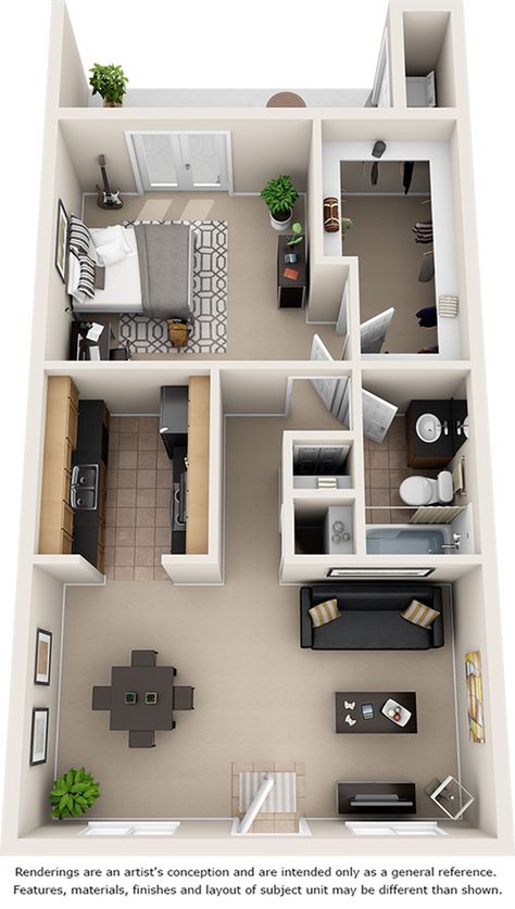 Small Apartment Floor Plans, Small House Layout, 3d Floor Plan, Apartment Floor Plan, House Floor Design, Small Apartment Design, Apartment Floor Plans, Home Design Floor Plans, Sims House Plans