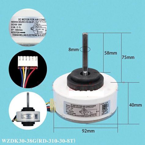 NEW Air Conditioning Motor 30W WZDK30-38G (RD-310-30-8T) DC 310V Fan Motor ITEMS DESCRIPTION Only for professional maintenance people, if you are not, Just don't buy it, thank you!  Please , Pay atthention to the dimension and paremeters! (As know to all the air conditioner pro repairman， Even they are new (never used) motor , If keep for a long time , The appearance may have worn marks and the bearings may have rust, that's normal.) Attention:  30% restocking fees if wrong buying caused return! Air Conditioning System Design, Ac Wiring, Air Conditioning Maintenance, Clean Air Conditioner, Refrigeration And Air Conditioning, Electronic Circuit Design, Air Conditioner Compressor, Electrical Diagram, Electronics Basics