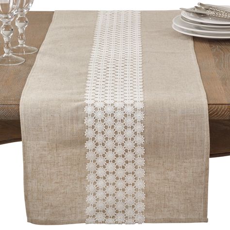 Linen Runner, Cottage Table, Rustic Wedding Decorations, Dining Table Runners, Long Table Runner, Lace Table Runners, Stylish Tables, Lace Table, Style Rustique