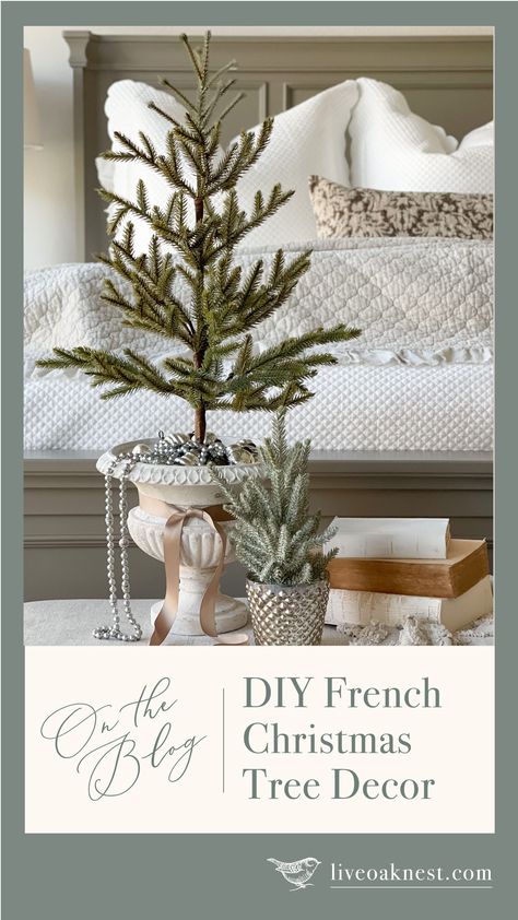 French Christmas Ornaments, Cottage Christmas Tree, Country Cottage Christmas, French Christmas Tree, French Country Cottage Christmas, Christmas Shop Displays, French Christmas Decor, Country Christmas Trees, Christmas Tree Base