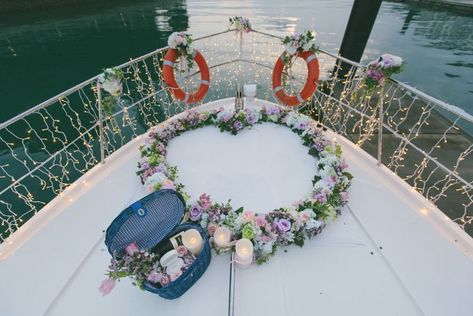 Yacht proposal of Ryan to Anna by Heaven's Gift - Special Events Design and Consultancy - 010 Boat Wedding Decorations, Yacht Proposal, Yacht Shoot, Engagement Decoration, Boat Wedding, Thailand Wedding, Yacht Party, Events Design, Memories Photography