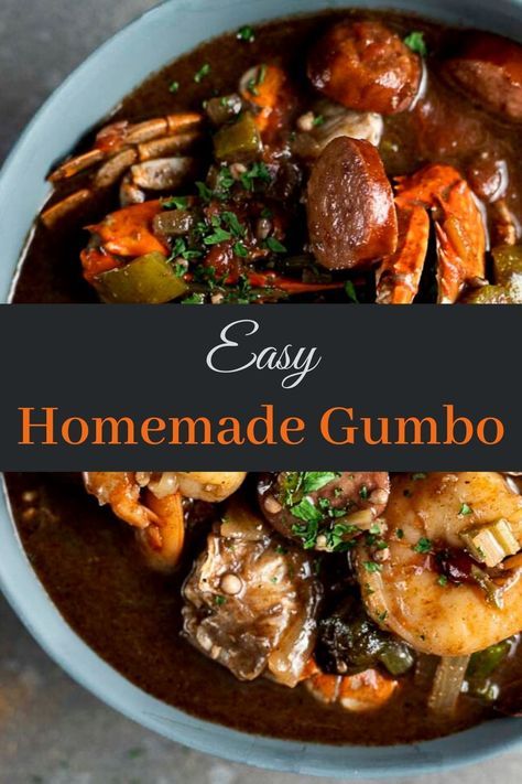 Gumbo Recipe Seafood, New Orleans Gumbo Recipe, Seafood Gumbo Recipe Easy, Cajun Seafood Gumbo, Easy Gumbo Recipe, Gumbo Recipe Crockpot, New Orleans Gumbo, Louisiana Gumbo, Easy Gumbo