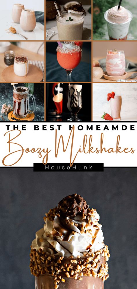 Adult Milkshake Recipes, Boozy Shakes Milkshake Recipes, Boozy Halloween Desserts, Alcoholic Milkshake Recipe, Milk Shakes Recipes, Alcohol Milkshake, Alcoholic Shakes, Milk Shake Recipes, Bourbon Milkshake