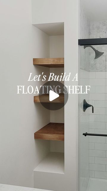 Diy In Wall Shelves Between Studs, Floating Bathroom Shelf, Shelves In Bathroom, Wood Plank Shelves, Shelf Frame, Shallow Shelves, Wall Insert, Long Floating Shelves, Studs Diy