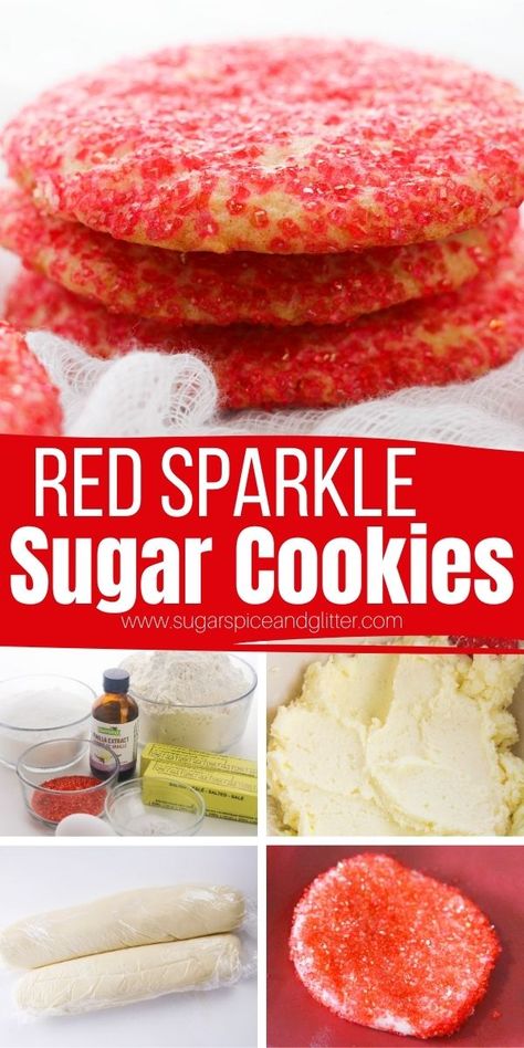 How to make sugar cookies rolled in sugar crystals, a fun cookie recipe you can adjust to suit any theme or color scheme. Skip the fancy cookie decorating and make sparkly, glitter cookies with a crunchy, sugar exterior and a soft pillowy interior that just melts in your mouth Glitter Cookies, Pinwheel Sugar Cookies, Sugar Cookies With Sprinkles, Vegan Christmas Cookies, Cookie Toppings, Best Sugar Cookie Recipe, Rolled Sugar Cookies, Sprinkle Cookies, Sugar Sprinkles