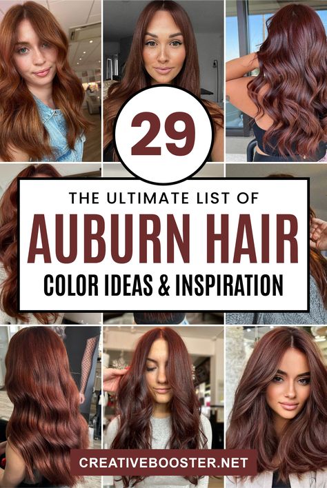 29 Auburn Hair Color Ideas for a Stunning Red-Shaded Look – CreativeBooster Fall Auburn Hair, Medium Auburn Hair Color, Auburn Red Hair Color, Natural Auburn Hair, Medium Auburn Hair, Deep Auburn Hair, Light Auburn Hair Color, Auburn Hair Color Ideas, Brown Auburn Hair