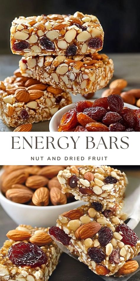 Nut and Dried Fruit Energy Bars Ingredients: 50 g almonds (1.7 oz) 50 g walnuts (1.7 oz) Ingredients 50 g almonds (1.7 oz) 50 g walnuts (1.7 oz) 30 g sunflower seeds (1 oz) 120 g dates, pitted (4.2 oz) 100 g dried apricots (3.5 oz) #Energy #bars Medjool Date Recipes Healthy Energy Bars, Healthy Nut Snack Recipes, Healthy Dried Fruit Snacks, Oatmeal Nut Bars, Fruit And Nut Bars Homemade, Date Energy Bars Recipe, Homemade Nut Bars, Dried Apricot Recipes Healthy, Date And Nut Bars