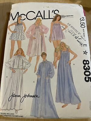 McCalls Pattern 8305 Misses Nightgown Robe Bed Jacket Lingerie E Small Uncut  | eBay Sleepwear Pattern, Baby Doll Pajamas, Baby Nightgown, Pajamas Pattern, Doll Pajamas, Vintage Girls Clothes, Nightgown Pattern, Nightgown Robe, Bed Jacket