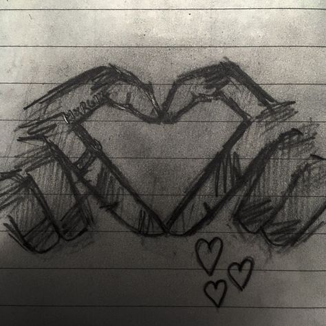 How To Draw Hands Heart, How To Draw A Hand Heart, Hand Heart Drawing Sketch, Heart With Fingers Drawing, Cute Drawings To Give To Your Crush, Cute Doodles Easy Aesthetic Love, Valentine Drawing Ideas Easy, Drawing Ideas For Your Crush, Heart Drawing Aesthetic Cute