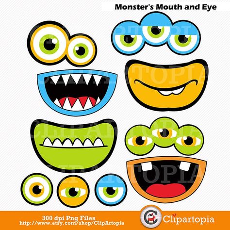 Boca y Ojos de Monstruos digital clipart / Lindos Monstruos | Etsy Monster Party Decorations, Accessoires Photobooth, Little Monster Party, Monster Puppet, Monster Mouth, Monster Photos, Photobooth Props, Monster Crafts, Monster Eyes