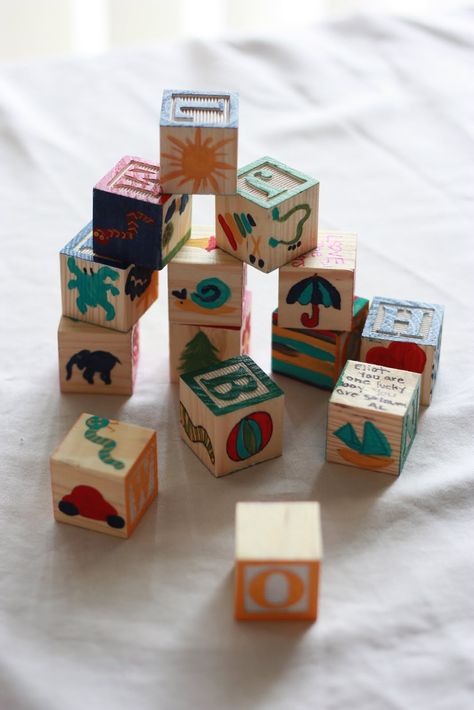 cute shower idea...have guests paint blank sides of alphabet blocks Decorate A Block Baby Shower Activity, Wooden Alphabet Blocks Crafts, Decorate A Block, Wooden Alphabet Blocks Michaels Stores, Wooden Abc Blocks, Baby Blocks Baby Shower, Wooden Alphabet Blocks, Noahs Ark Baby Shower, Baby Name Blocks