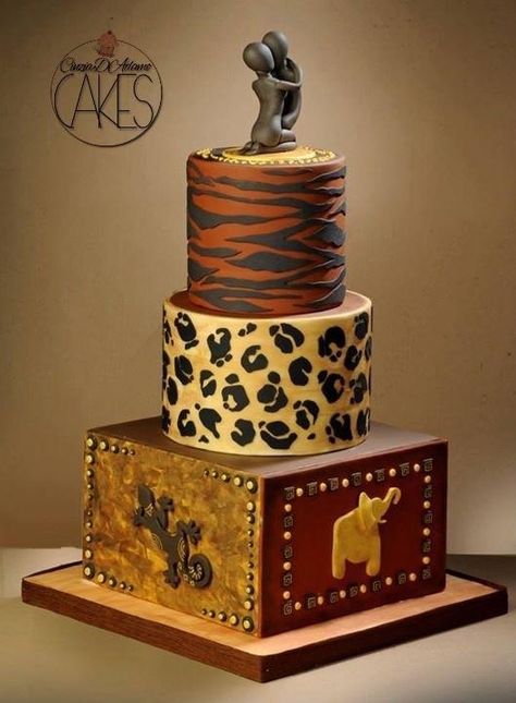 African style by D'Adamo Cinzia - http://cakesdecor.com/cakes/209014-african-style Africa Cake, African Wedding Cakes, African Cake, Animal Print Cake, Traditional Wedding Cakes, Jungle Cake, Safari Cakes, Traditional Cakes, Unique Wedding Cakes