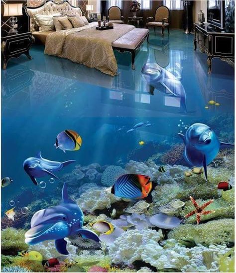 These 3D Epoxy Floors Can Turn Any Floor In Your Home Into Ocean Waves, Rivers, Green Landscapes And More 3d Floor Tiles, Epoxy Floor 3d, 3d Flooring, Wallpaper For Wall, Floor Murals, Floor Wallpaper, Sol Pvc, Pvc Flooring, 3d Floor