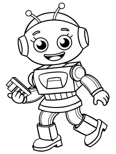 Vector cute kawaii robot coloring page f... | Premium Vector #Freepik #vector Robot Coloring Pages, Dog Robot, Robot Clipart, Robot Coloring, Outline Images, Clipart Black And White, Cartoon Pics, Cute Kawaii, Coloring Pages For Kids