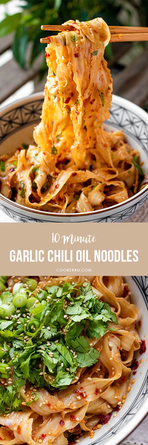 Garlic Chili Oil Noodles Garlic Oil Noodles Recipe, Spicy Chili Oil Noodles, To Go Lunch Ideas For Adults, Chilli Oil Noodles Recipe, Chili Oil Noodles Recipe, Malibu Food, Garlic Chili Oil Noodles, Thailand Recipes, Chili Oil Noodles