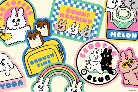 Come visit the impossibly cute convenience store Bunni Konbiny Moma Design Store, Convenience Store Illustration, Cute Convenience Store, Simple Character, Store Logo, 강아지 그림, Character Designer, Tattoo Flash Art, Flash Art