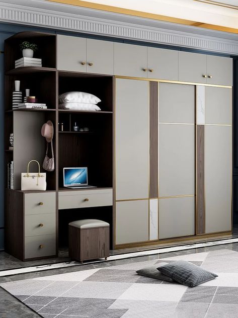 Wardrobe bedroom sliding door Modern minimalist cabinet combination Three-door wardrobe … | Wardrobe with dressing table, Wardrobe door designs, Three door wardrobe Dressing Table With Cabinet, Wardrobe Design Bedroom Minimalist, Wardrobe With Dresser Designs, Sliding Wardrobe With Dresser, Cupboard Ideas Bedroom Sliding Doors, Cabinet With Dressing Table, Wardrobe With Table, Sliding Door Wardrobe Design Modern, Wardrobe With Dressing Table Design