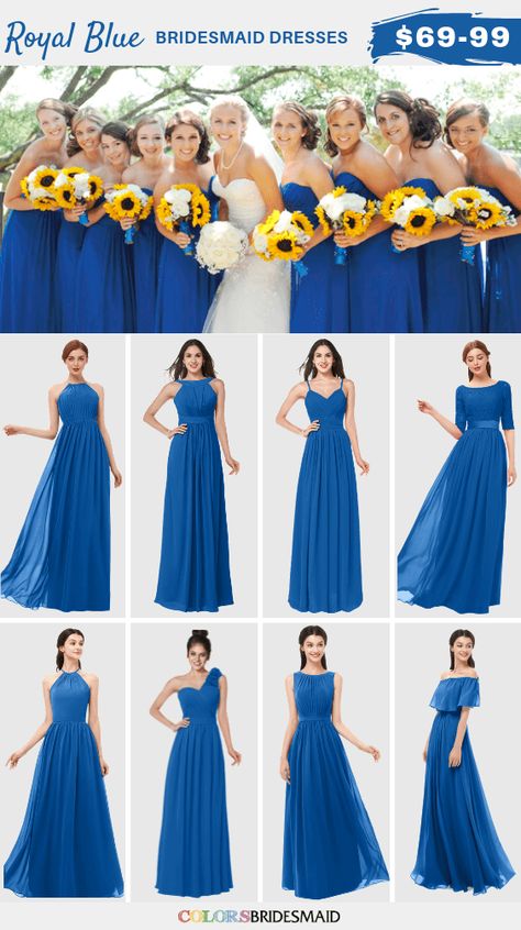 Royal blue bridesmaid dresses on sale $69-99, in 600+ custom-made styles and all sizes. 150+colors, made to order, fast arrived, color sample available. #colsbm #bridesmaids #bridesmaiddresses #bluewedding #weddingideas #bluedress b1130 Royal Blue Bridesmaid Dresses Long, Blue Dress Bridesmaid, Ocean Blue Bridesmaid Dresses, Bridesmaid Dresses Blue, Blue Bridesmaid Gowns, Royal Blue Bridesmaids, Blue Bridesmaids Dresses, Royal Blue Bridesmaid Dresses, White Bridal Gown