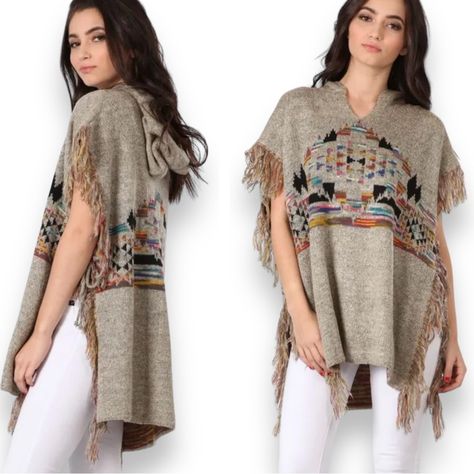 Stay Cozy And Stylish With This Colorful And Unique Poncho Sweater. The High Neck And Dolman Sleeves Add A Touch Of Elegance While The Fringe Accents Give It A Fun And Playful Vibe. Made Of Soft Acrylic Fabric, This Relaxed Fit Sweater Is Perfect For The Fall And Winter Seasons. The Argyle Pattern And Multicolor Design Are Eye-Catching And Perfect For Adding A Pop Of Color To Any Outfit. This Hooded Poncho Sweater Is A Must-Have For Any Fashion-Forward Woman And/Or Teen! Onesize - 44" Around Bus Poncho With Hood, Fall Pullover, Sweater Poncho, Argyle Pattern, Hooded Poncho, Poncho Sweater, Acrylic Fabric, Shrug Sweater, Fitted Sweater