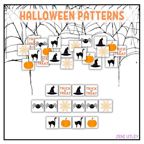 Halloween Pattern Activities, Halloween Unit Study, Ab Patterns, Abc Patterns, Pattern Activities, Preschool Homeschool, Halloween Preschool, Halloween Math, Halloween Countdown