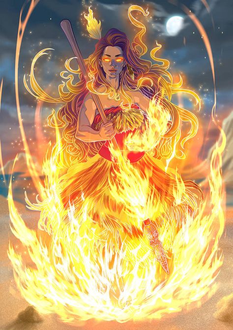 Mahuika by https://www.deviantart.com/fooray on @DeviantArt Maori Legends, Fire Goddess, Maori People, Forest Drawing, Polynesian Art, Pin Up Posters, Maori Designs, Māori Culture, New Zealand Art