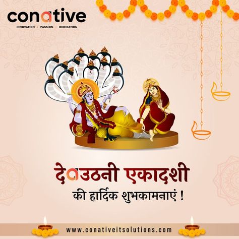 On the behalf of Conative family, we wish you all Happy Dev Uthani Ekadashi! On this day, it is believed that Lord Vishnu wakes up on the auspicious day of Ekadashi, which often falls under the Kartik month. For your spiritual and earthly lives to be united with the same enthusiasm, we pray to Lord Vishnu to remove all obstacles. #gyaras #ekadashi #devuthni #tulsivivah2022 #festival #celebration #lifeatConative Devuthani Ekadashi Wishes, Devithni Ekadashi, देव उठनी एकादशी, Devuthani Ekadashi Status, Kartik Ekadashi Wishes, Dev Uthani Ekadashi Tulsi Vivah, Dev Uthani Ekadashi Wishes, Dev Uthani Ekadashi Images, Kartik Ekadashi