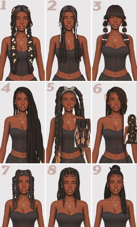 ts4 𝐻𝒶𝒾𝓇 𝒞𝒞 𝐿𝑜𝑜𝓀𝐵𝑜𝑜𝓀 - Sims 4 Cc Finds The Best Sims 4 Cc, Box Braids Sims 4 Cc, Sims 4 Cc Lookbooks Hair, Afro Textured Hair Sims 4 Cc, Sims 4 Cc Braids Maxis Match, Sims 4 Mean Girls Cc, Ts4 Braids Cc, Sims Braids, Sims 4 Box Braids Cc