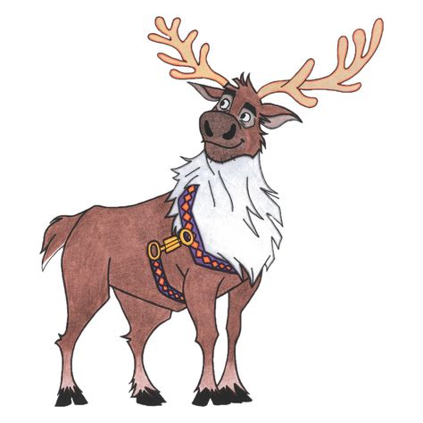 Sven from Frozen Sven Frozen, Reindeer Drawing, Frozen Fan Art, Disney Drawing, Sketchbook Illustration, Frozen Disney, Hand Drawing, Art Hand, Easy Paintings