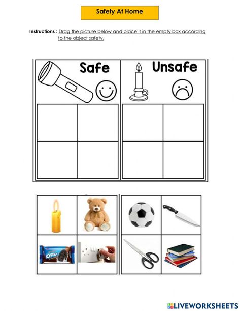 Safe Me Preschool Activities, Safety Theme Preschool Activities, Safety At Home For Kids Worksheets, Safety Worksheets For Preschool, Safety Activities For Kids Preschool, Safety Worksheets For Kids, Child Safety Activities, October Homeschool, Activity Therapy