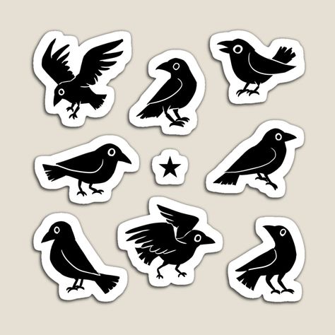 Get my art printed on awesome products. Support me at Redbubble #RBandME: https://www.redbubble.com/i/magnet/Cute-crows-pack-by-Yarafantasyart/143068160.TBCTK?asc=u Cartoon Crow Tattoo, Crow Cute Drawing, Cute Raven Art, Crow Illustration Cute, Simple Crow Drawing, Cute Raven Drawing, Crow Stamp, Crow Drawing Simple, Cute Crow Drawing