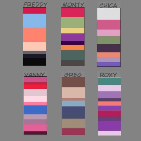 Fnaf Color Palette, Fnaf Security Breach, Security Breach, Color Pick, Color Swatch, Glam Rock, To Color, Ibm Logo, Color Palette