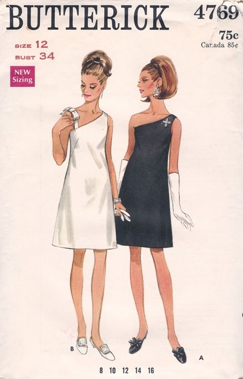 Butterick 4769 | Vintage Sewing Patterns | Fandom Period Things, Evening Dress Sewing Patterns, Butterick Dress Patterns, Cocktail Dress Patterns, Butterick Patterns Vintage, Vogue Dress Patterns, Patron Vintage, Vintage Mannequin, Fashion 1960s