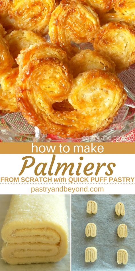 Palmier Recipe, French Palmiers, Quick Puff Pastry, Resep Puff Pastry, Palmiers Recipe, Puff Pastry Recipes Dessert, Beignet Recipe, Pastries Recipes Dessert, Puff Pastry Recipe