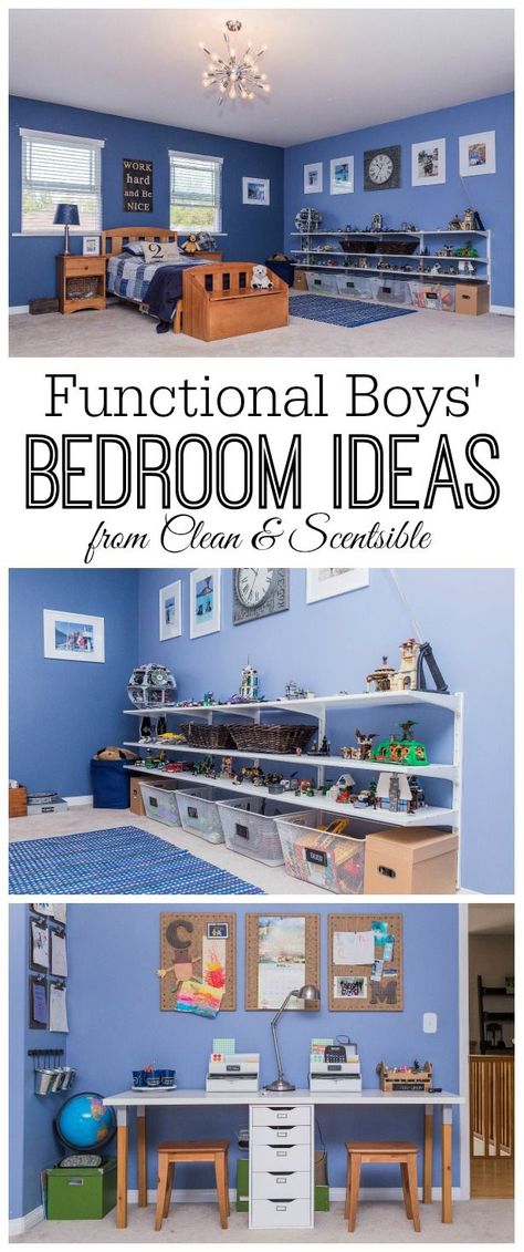 Great ideas for creating a fun and functional boy's bedroom! from @Jennifer @ Clean and Scentsible Boy Bedroom, Big Boy Room, Boys Bedrooms, Boys Room Decor, Boy's Bedroom, Kid Spaces, Boys Room, Kids' Room, Boy's Room