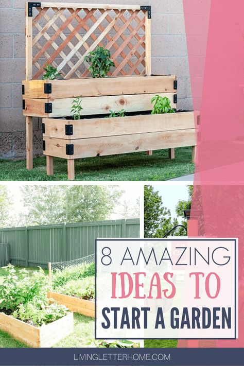 8 super amazing ideas to help you start a garden! Flowers, fruits or a veggie garden, you can DIY any of these projects whether you've got plenty of land or a simple apartment balcony! Outdoor Garden Bed, Diy Raised Garden Bed, Patios And Decks, Full Garden, Simple Apartments, Raised Garden Bed Plans, Diy Garden Patio, Diy Garden Bed, Bed Full