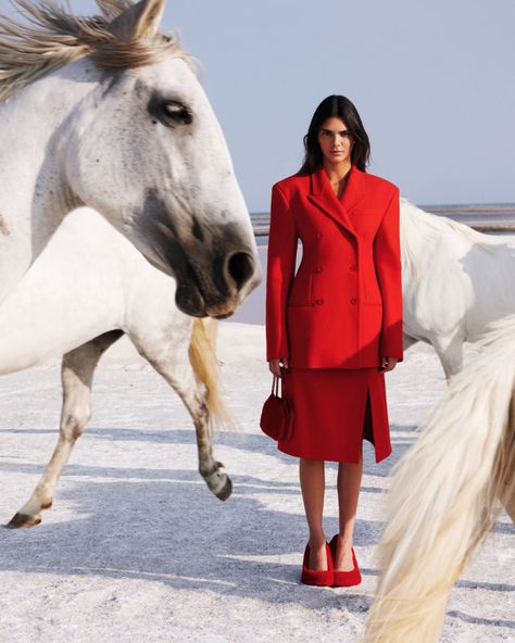 Versace Photoshoot, Kendall Jenner Estilo, Style Kendall Jenner, Stile Kendall Jenner, Trendy Outfits Inspiration, Harley Weir, Horse Fashion, Charlotte Casiraghi, White Horses