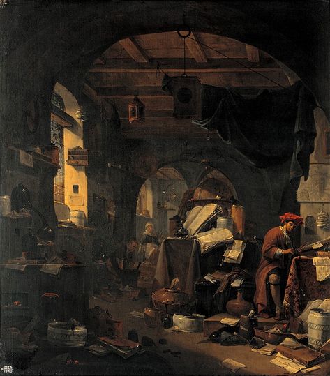 Interior with an alchemist. Oil painting by Thomas Wijck. | Wellcome Collection Baroque Painting, Dutch Golden Age, Hermitage Museum, Oil Painting For Sale, Dutch Painters, San Francesco, Oil Painting Reproductions, Bottle Painting, Painting Reproductions