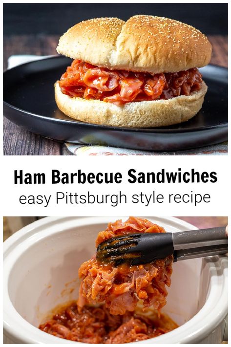 Chipped Ham Recipes, Ham Barbeque Sandwiches, Ham Bbq, Crockpot Bbq Ham, Ham Barbeque Recipes, Barbecue Ham, Barbecue Ham Sandwiches, Crockpot Sandwiches For A Crowd, Ham Bbq Recipe