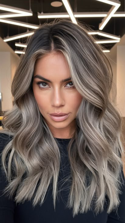 Blonde Brown Ash Hair, Mushroom Silver Hair, Dark Ash Blonde Hair Blue Eyes, Bronze Hair With Money Piece, Thick Hair Color Ideas, Beige Balayage Short Hair, Toasted Coconut Hair Color Brunette, Cool Toned Blonde Highlights Brunettes, Ashy Hair Color Ash Brown