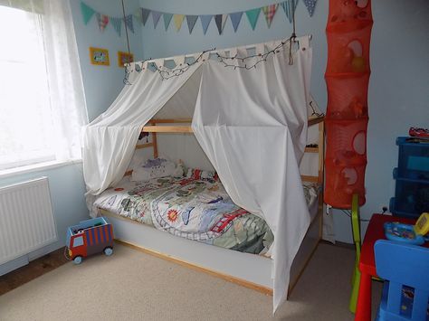 IKEA KURA BED Kura Canopy, Bed Drapes, Ikea Kura Bed, Girl Bed, Kids Shared Bedroom, Kura Bed, Ikea Kura, Kid Bedroom, Ikea Bed