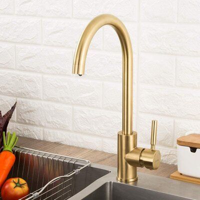 Manufactured from SUS304 Stainless Steel with outstanding corrosion resistant performance for ensuring high quality and better durability. The lead-free material can not only prevent tarnish and rust but also keep you and your family safe from harmful chemicals，can add modernity to your bar or kitchen and bring you a healthy lifestyle. Finish: Gold | kingzone Bar Sink Faucet in Yellow, Size 15.0 H in | Wayfair Golden Kitchen Sink, Brushed Gold Kitchen Faucet, Gold Kitchen Faucet, Bar Sink Faucet, Stainless Steel Kitchen Faucet, Gold Faucet, Space Experience, Stainless Sink, Single Handle Bathroom Faucet