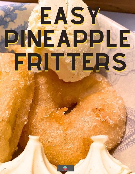 Air Fryer Pineapple Fritters, Pineapple Fritters Recipes, Pineapple Puffs Recipe, Pineapple Fritter Rings, Fried Pineapple Rings, Pineapple Rings Recipes, Fried Pineapple Slices, Pineapple Doughnut, Deep Fried Pineapple