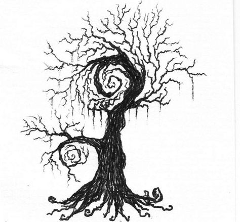 Tim Burton Tree Tattoo, Goth Tree Tattoo, Cool Tree Drawings, Tree Tattoo Aesthetic, Tim Burton Style Tattoo, Tim Burton Art Drawings, Tim Burton Aesthetic Drawing, Tattoo Ideas Tim Burton, Creepy Tree Tattoo