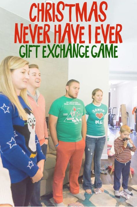 Never Have I Ever Game, Christmas Group Games, Christmas Party Games For Groups, Never Have I Ever Questions, Deco Gamer, Gift Exchange Game, Christmas Gift Exchange Games, Christmas Gift Games, Geek House