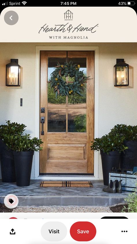 White Oak Front Doors, Stained Front Door, Brown Front Doors, Diy Farmhouse Ideas, Board And Batten Exterior, Oak Front Door, Front Door Styles, Farmhouse Front Door, Wood Exterior Door