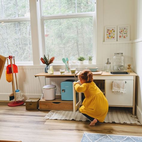 Ikea Play Kitchen Montessori, Montessori Ikea Kitchen, Montessori Kitchen, Ikea Play, Ikea Play Kitchen, Toddler Kitchen, Montessori Bedroom, Montessori Playroom, Montessori Room