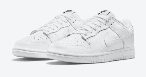 If you're looking for the ultimate sneaker to rock over the sizzling Summer months, you should definitely check out the Nike Dunk Low Triple White. One of the cleanest colourways to grace the '80s basketball model, these women's exclusives are simple and striking at the very same time. Crafted from a full leather construction, the Nike Dunk Low Triple White W DD1503-109 is literally what it says on the tin. As pristine as it gets, perforations across the toebox offer optimum ventilation, while t Nike Dunk Low Triple White, Shoes Collection, Nike Dunk Low, Dunk Low, Nike Dunk, Nike Dunks, White Shoes, Winchester, Hampshire