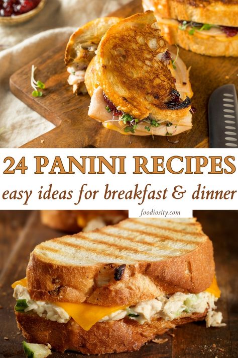 24 Panini Recipes - Best & Easiest Ideas - Foodiosity Best Panini Recipes, Panini Press Recipes, Sandwich Recipes Panini, Breakfast Panini, Toasted Sandwich Recipes, Sandwhich Recipes, Best Sandwich Recipes, Panini Recipes, Panini Sandwiches